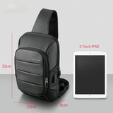Sling Crossbody Bag for Men USB Charging Shoulder Bag Water Resistant Oxford Crossbody Bag